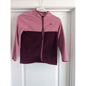 Oshkosh B'gosh Girls Jacket 8 Pink Fleece Full Zip Colorblock Long Sleeve